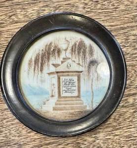 Antique MOURNING Memento HAIR Picture FRENCH GRAVE Tomb MORI Victorian Era #2 - Picture 1 of 4