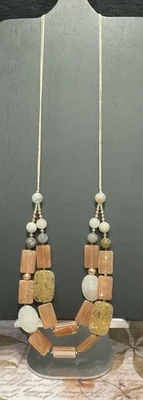 Collar de cuerda de longitud ajustable con cuentas cuadradas bronceadas J.JILL #292 Foto 1 de 4