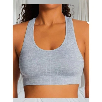 Hanes Women’s L DHS101 Seamless Racerback Sports Bra Gray Heather NWOT - Image 1 of 4
