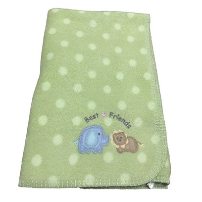 Circo Best Friends 绿色毯子 抓绒 白色圆点 大象 狮子 安全 Lovey — 第 1/4 张图片