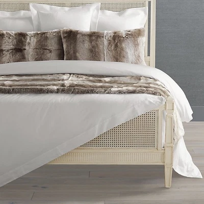 New Frontgate Luxe Faux Fur King Bed Scarf & 2 Matching King Shams, Caribou   - Image 1 of 4