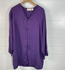 Victorias Secret Tunic Womens Large Silk Paisley Jacquard Button Robe Gold Label - Picture 1 of 11