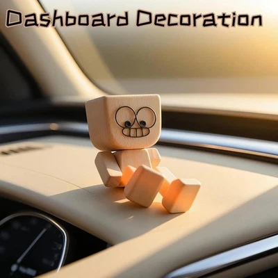 Schüttelmann Wackelfigur Auto, Wackelnder Holzmännchen Figur mit 12 magnetischen - Bild 1 von 4