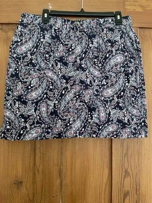 Falda Croft & Barrow Azul Marino Rojo Paisley Línea A Talla 14 Foto 1 de 4