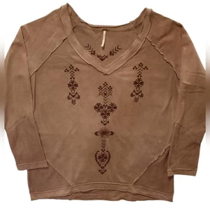 Free People Bluse Damen XS lila bestickt Bohemian Hippie Western Azteken - Bild 1 von 11