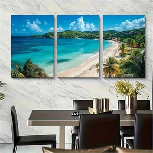 Arte de pared perfecto Grand Ansa Beach Guadalupe 3 piezas lienzo sin marco/enmarcado - Imagen 1 de 9