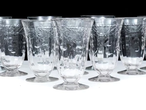 10er Set Val Saint Lambert Kristall Rummer Kelche 4,75" Radschliff Floral - Bild 1 von 17