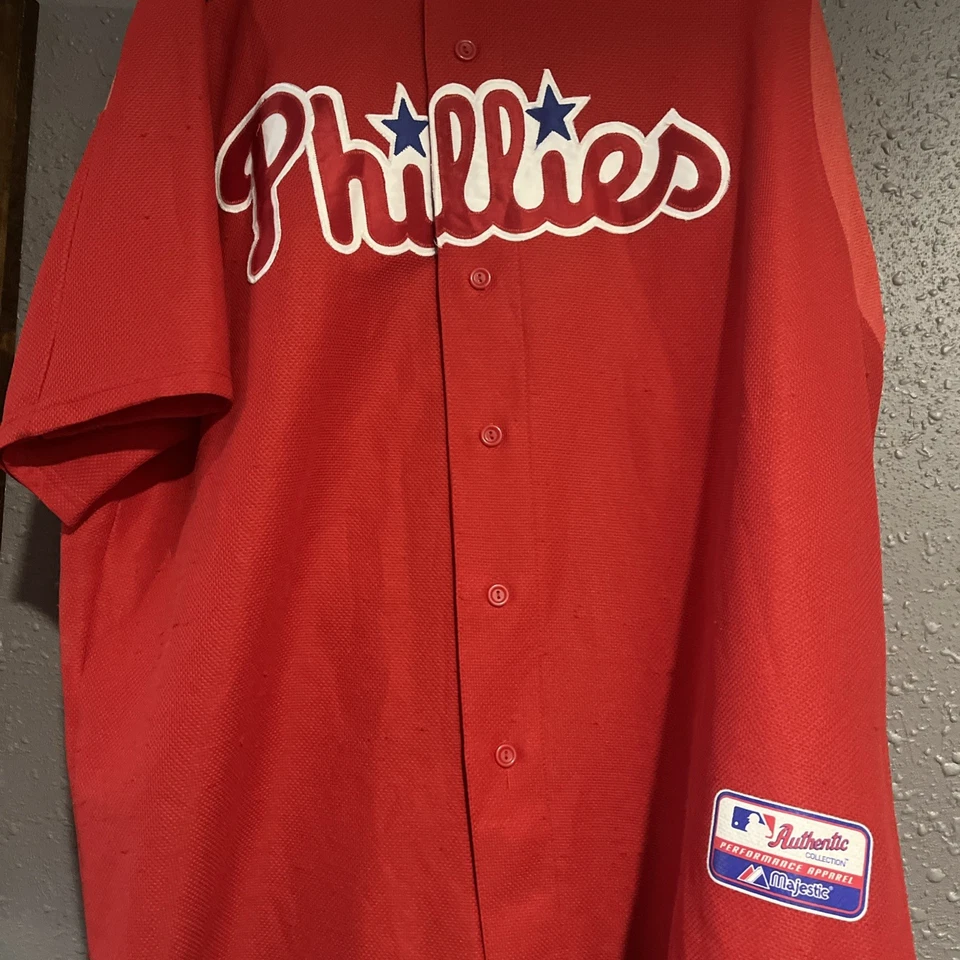 Majestic Philadelphia Phillies Jersey Men's Size 2XL Red Baseball Gear - Image 1 of 4
