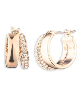 DEBER INCL. Nuevos Pendientes Lauren Ralph Lauren Tono Dorado PAVE SPLIT ARO REGALO Foto 1 de 4