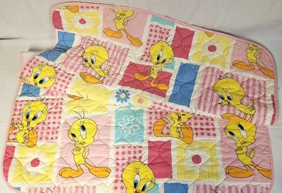 Manta de cama rosa vintage 1997 Looney Tunes Tweety Bird 52" x 41" para cuna/niño pequeño  Foto 1 de 4