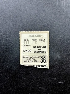 Larry Bird Ticket Stub 24 PTS 10 REB 7 AST 6 STL 1981 Boston Celtics 76ers Dr J - Picture 1 of 4