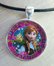 "PRINCESS ANNA" Disney's Frozen. Glass Pendant with Leather Necklace