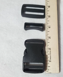 10 Set 1 1/2 Inch Flat Dual Adjustable Plastic Quick Side Release Plastic Buckle - Picture 1 of 2