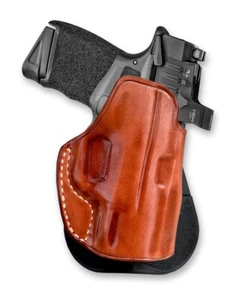 Red Dot Sight Leather Paddle Holster For Springfield Hellcat 9mm 3" Barrel #1524 - Picture 1 of 6