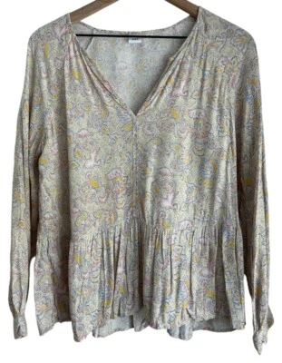 Blusa Gap M média gola V manga longa paisley leve - Imagem 1 de 4