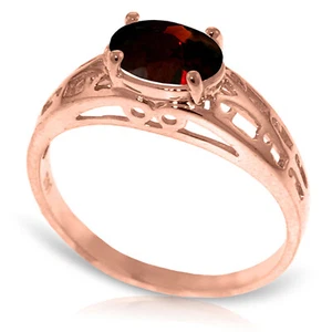 Nuevo anillo de filigrana de oro rosa macizo de 14K con granate natural - Imagen 1 de 7