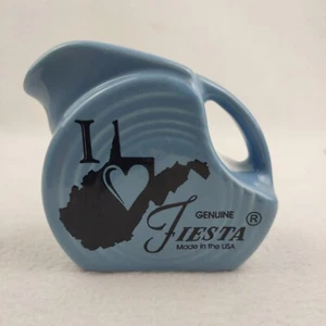 Fiesta Mini Disc Pitcher I LOVE FIESTA Periwinkle Blue Creamer 3.25" - Picture 1 of 7