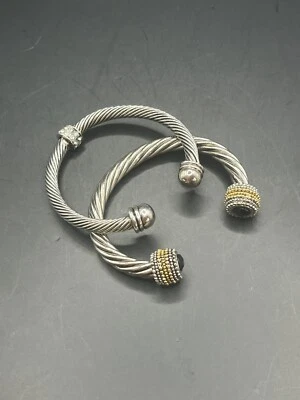 Brazalete Brazalete Cuerda Cable Joya Tono Plata Metal Clásico Piezas Grapas Foto 1 de 4