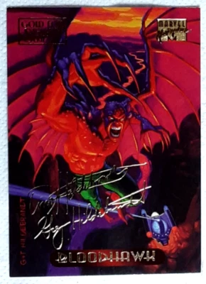 1994 Marvel Masterpieces Gold Signature Card 16 BLOODHAWK. Free New Top Loader. - Image 1 of 3