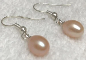 Orecchini filo francese perle coltivate pesca rosata 9 x 7 mm ovale - Foto 1 di 5