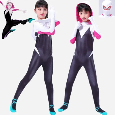 Gwen Stacy Spider Girl Cosplay Costume Spider-Gwen Zentai Suit  For Adult & Kids - Image 1 of 4