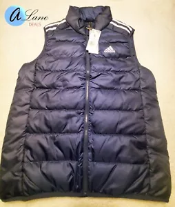 ADIDAS ESSENTIALS LIGHT DOWN VEST (Men SIZE Small, color Navy) - Picture 1 of 3