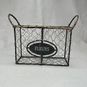 Farmhouse Rustic Cottagecore Chicken Wire Napkin Holder Basket Fleurs Flower - Picture 1 of 7