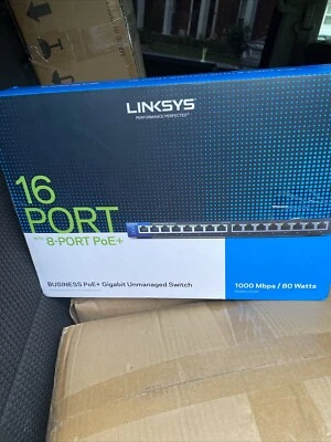Linksys LGS116P 16-Port Business Desktop Gigabit PoE+ Switch - Image 1 of 3