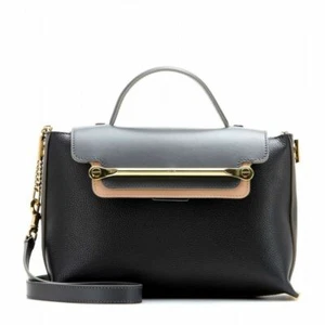 GENUINE CHLOE CLARE PORTE EPAUL MEDIUM LEATHER HANDBAG BLACK / SAND 3S0346-904 - Picture 1 of 4