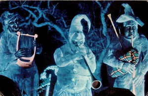 CARTOLINA DISNEYWORLD LA VILLA INFESTATA "Trio Trembling" Musicisti defunti - Foto 1 di 2