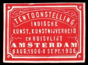 Sello de póster de los Países Bajos - 1906, Ámsterdam - Exposición de arte de las Indias - Imagen 1 de 1