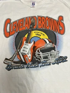 Logo 7 1999 Cleveland Browns Rock Roll HoF XL Shirt Browns Rock The NFL - Picture 1 of 5