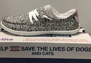 Bobs By Sketchers Black White Dog Print Memory Foam Lace Up Shoes 9 - Picture 1 of 6