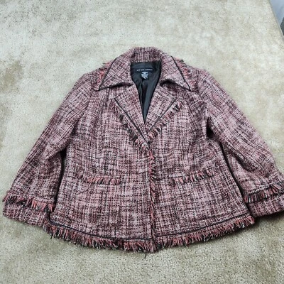 Abrigo mujer New York & Company manga 3/4 corto rosa/blanco/marrón, talla 14 Foto 1 de 4