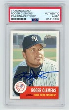 ROGER CLEMENS Signed 2002 Topps  Heritage NY YANKEES Baseball Card #6 + PSA Auto