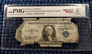 $1 Silver Certificate 1935-E R-H VaultBox-Shipwrecked SS Andrea Doria 1956 PMG C - Picture 1 of 6