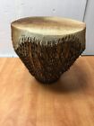 Wood Drum 14" Stretched Hide Leather Handmade