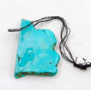 Natural Blue Turquoise Drilled 2 MM Hole Slab Rough Loose Gemstone G22 - Picture 1 of 15