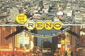 Aerial View of Reno Postcard Nevada - Picture 1 of 2