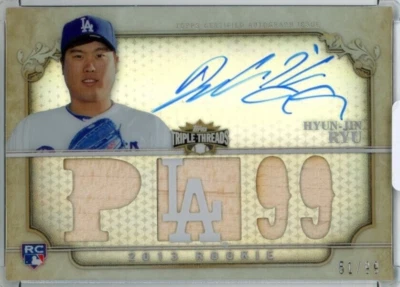 2013 TOPPS TRIPLE THREADS HYUN-JIN RYU RELIC AUTOGRAPH CARD /99 - Image 1 of 2