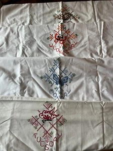 Vintage Day Of The Week Tablecloths 4 Hand Stitched Butterfly Tablecloth’s MTWS - Picture 1 of 11