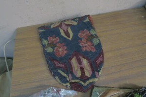 Antique European Needlepoint Petit Point Purse Handmade 8" x 6" NO HARDWARE - Picture 1 of 4