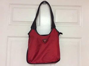 Handbag Faded Glory Tote Red Dark Brown Trim H10 - Picture 1 of 7