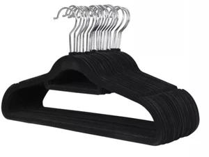 HOUSE DAY Black Velvet Hangers 60 Pack Premium Clothes Non-Slip Felt Hangers NEW - Picture 1 of 4