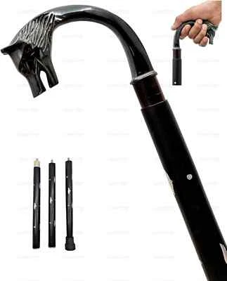 Carro bastón negro antiguo de latón macizo a mano diseñador para bestia Foto 1 de 3