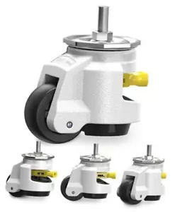 Leveling Stem Casters Set of 4 Heavy Duty Retractable Caster Wheels, 1/2" and - Picture 1 of 8