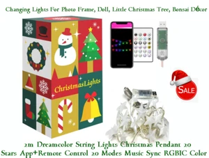 2M Dreamcolor String Lights 20 Stars App/Remote Control Christmas Pendant RGBIC - Picture 1 of 7