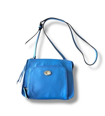Tignanello Periwinkle синий кожаный крест тела сумочки устроитель сумка серебряная застежка - Изображение 1 из 4