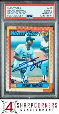 1990 TOPPS #414 ФРЭНК ТОМАС RC HOF ИМЯ НА ПЕРЕДНЕЙ PSA 9 ДНК AUTO 10 - Изображение 1 из 2