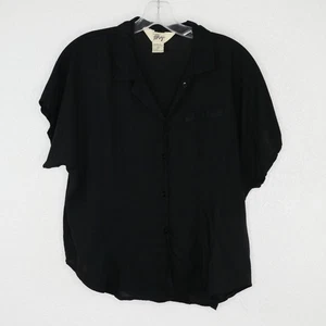 Camisa de playa Rafferty para mujer L negra rayón abotonada manga corta - Imagen 1 de 8